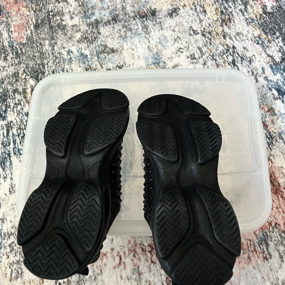 Black Studded Women's Slip-On Shoes - Picture 4 of 5